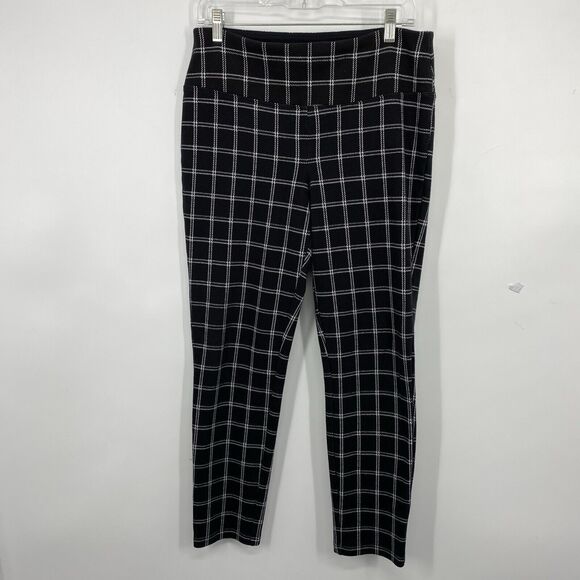 INC International Concepts Pull-On Ponte Pants Black Windowpane size Large - Picture 3 of 10
